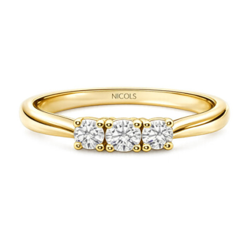 Trilogy Diamond Ring 0.41 Ct Yellow Gold - Diamond cinquillo