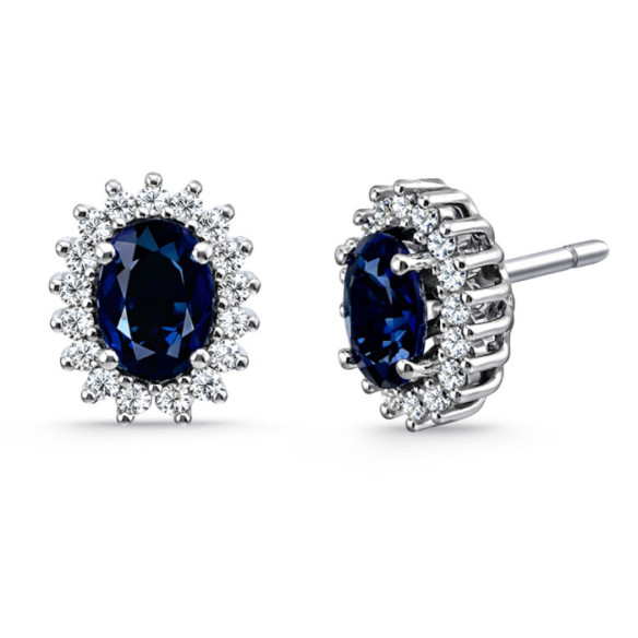 Pendientes Zafiro y Diamante Oro Blanco Dalia - Boucles d'oreilles de pierres bleues
