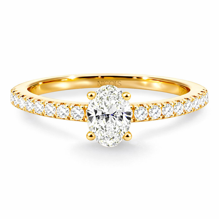 Anillo Compromiso Dafne Petit Diamante Oval 0.40 Oro Amarillo - Anillos de Solitario