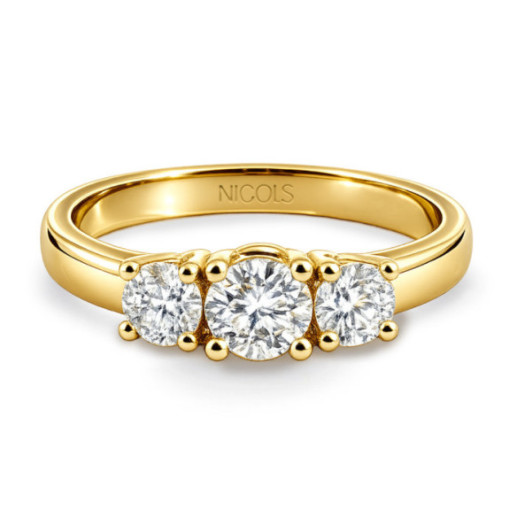 Anillo Megan Trilogy 0.55 Oro Amarillo - Talla Brillante