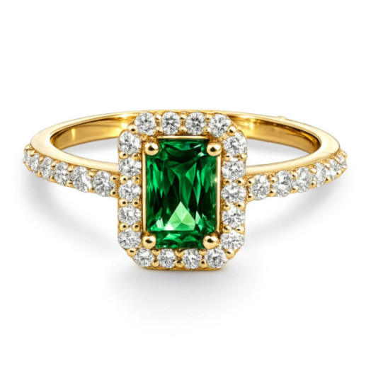 Anillo Esmeralda Sunset Rectangle 0.65Ct Oro Amarillo - Bagues de fiançailles d'anniversaire