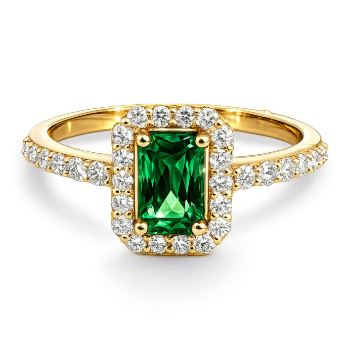 Anillo Esmeralda Sunset Rectangle 0.65Ct Oro Amarillo - Anillos Compromiso Aniversario