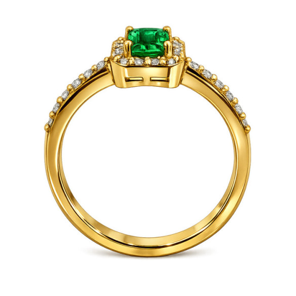 Anillo Esmeralda Sunset Rectangle 0.65Ct Oro Amarillo - Jubiläums Verlobungsringe