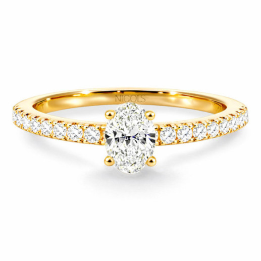 Anillo Compromiso Dafne Petit Diamante Oval 0.30 Oro Amarillo - Anéis de compromisso únicos