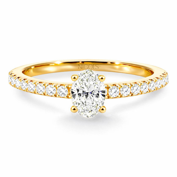 Anillo Compromiso Dafne Petit Diamante Oval 0.30 Oro Amarillo - Anillos de Solitario