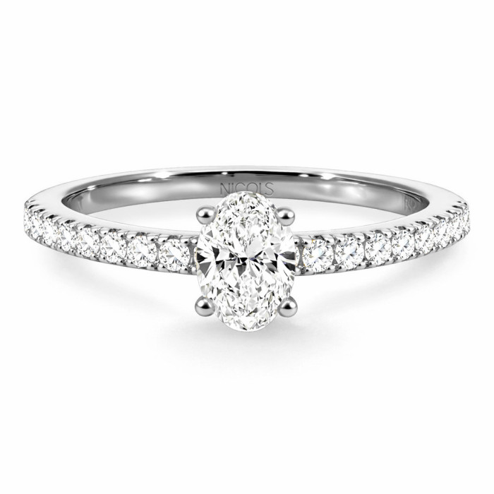 Dafne Petit Oval 0.40 Diamond Engagement Ring in White Gold - White Gold Engagement Rings Solitaire