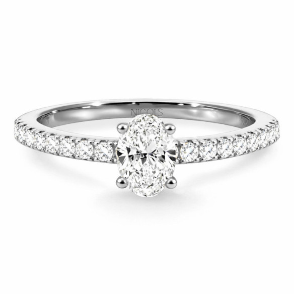 Anillo Compromiso Diamante Oval Oro Blanco Dafne Petit - Branco dourada solitária
