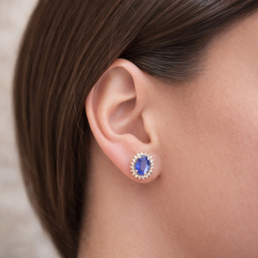 Pendientes Tanzanita y Diamantes Oro Blanco Dalia - Boucles d'oreilles de pierres bleues 2