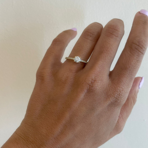 Anillo Solitario Diamante Dafne Petit 0.40 Oro Amarillo - Anillos Oro Amarillo