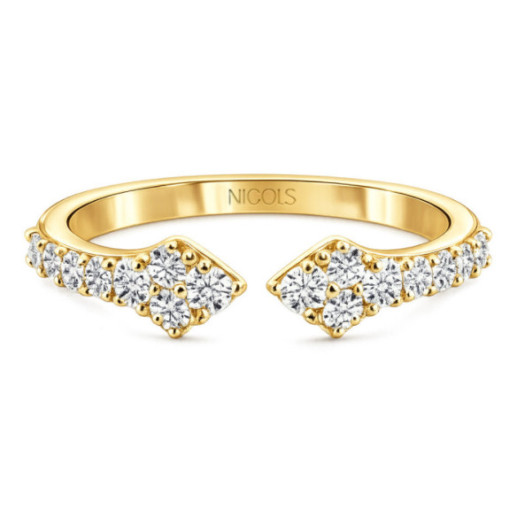 Yellow Gold Ring with Aura Diamonds - Brilliant Cut