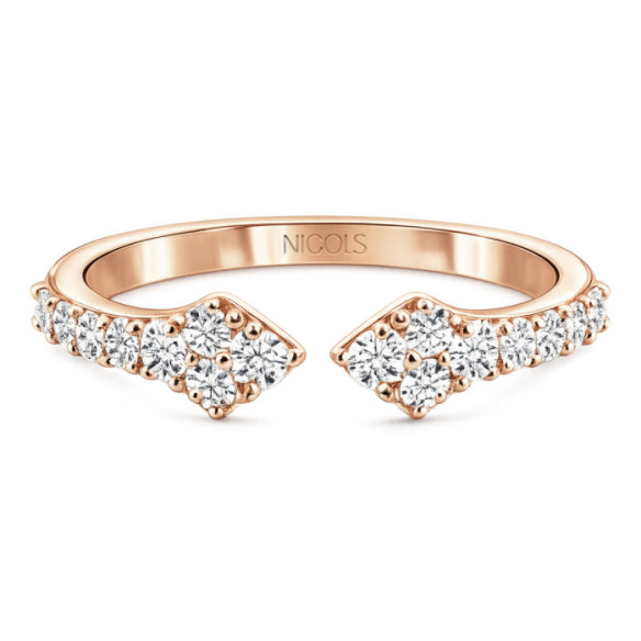 Anillo  Oro Rosa con Diamantes Aura - Talla Brillante