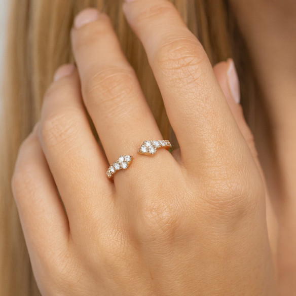 Anillo  Oro Rosa con Diamantes Aura - Talla Brillante