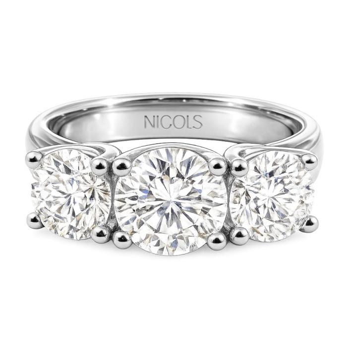 Megan Trilogy Diamond Ring in White Gold - Diamond Tresks