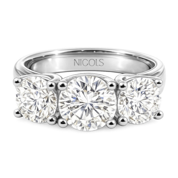 Megan Trilogy Diamond Ring in White Gold - Diamond Tresks