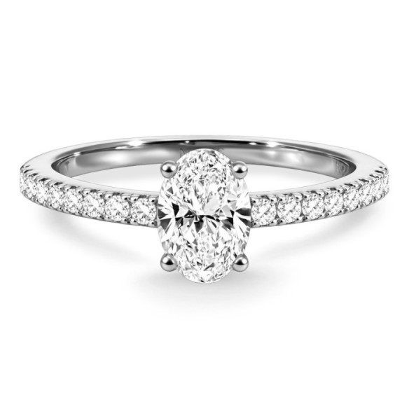 Anillo Compromiso Diamante Oval 0.50 Oro Blanco Dafne Petit - Solitarios de Oro Blanco