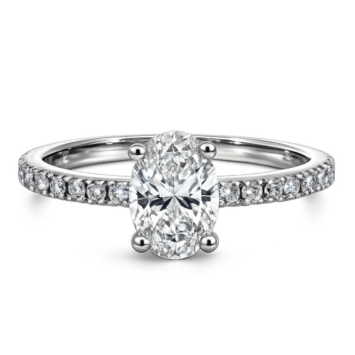 Anillo Compromiso Diamante Oval 0.70 Oro Blanco Dafne Petit - Blanc or blanc solitaire