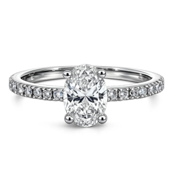 Anillo Compromiso Diamante Oval 0.70 Oro Blanco Dafne Petit - Solitarios de Oro Blanco