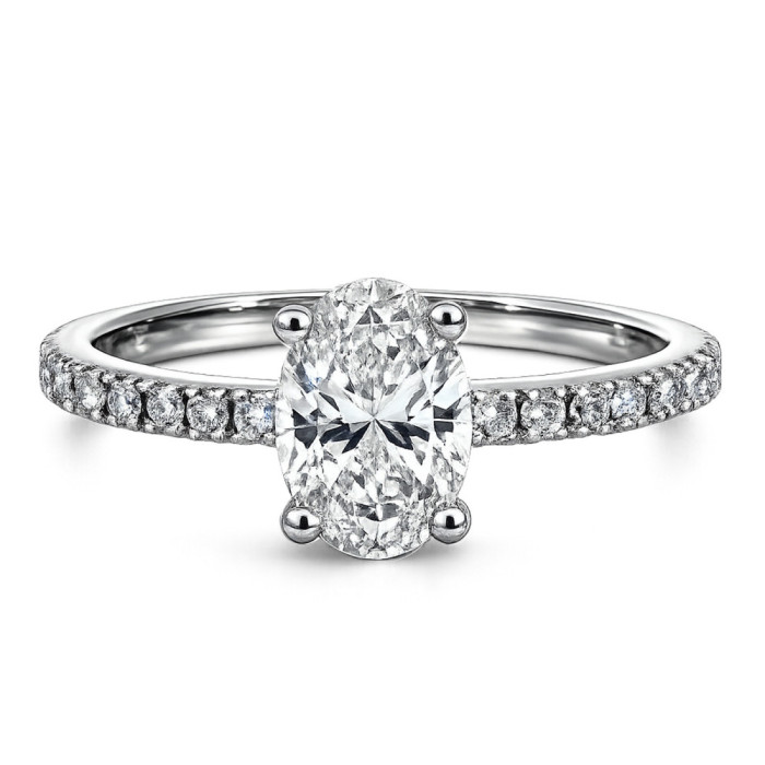 Anillo Compromiso Diamante Oval 0.75 Oro Blanco Dafne Petit - Weiß golden einsam