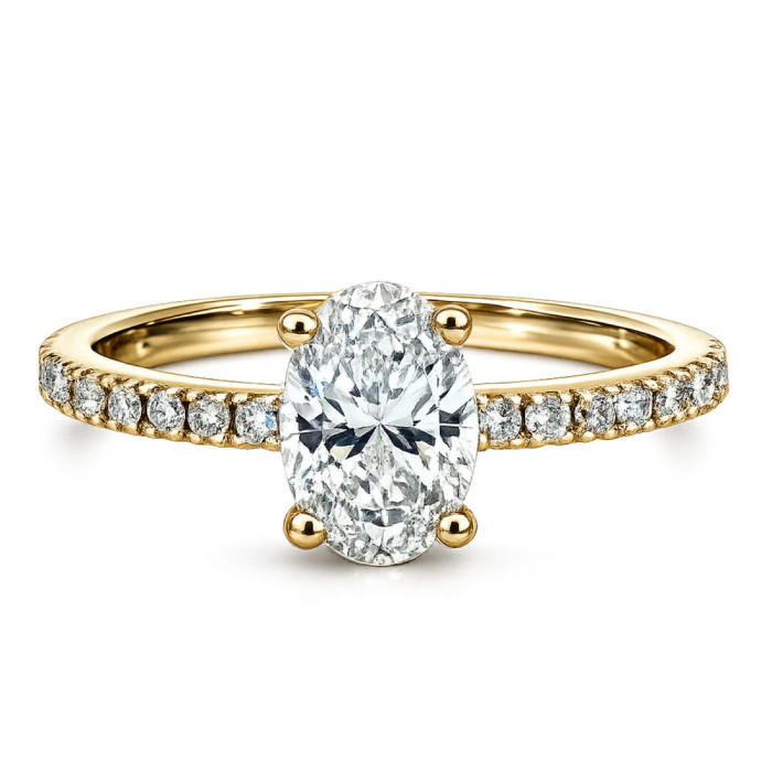 Anillo Compromiso Diamante Oval 0.75 Oro Amarillo Dafne Petit - Solitarios de Oro Amarillo