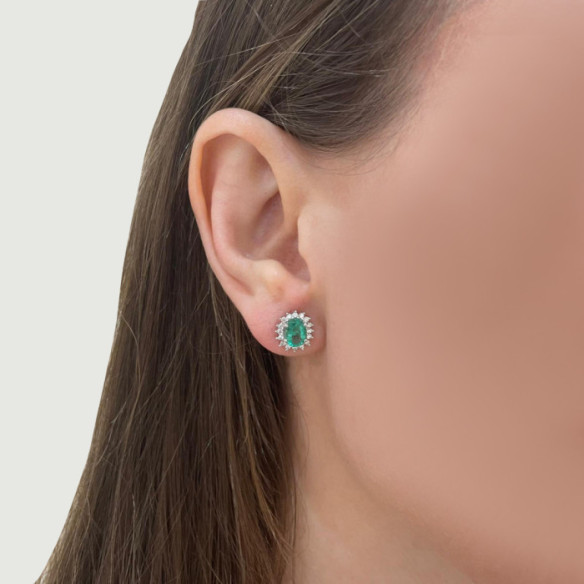 Pendientes Esmeralda Orla Dalia 1.90 - Smaragd-Ohrringe