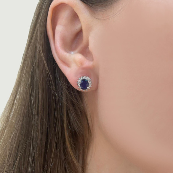 Pendientes Zafiro Orla Dalia 1.90 - Pendientes de Zafiro