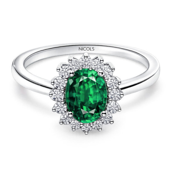Anillo Compromiso Esmeralda Dalia 0.95 - Anillos de Esmeralda