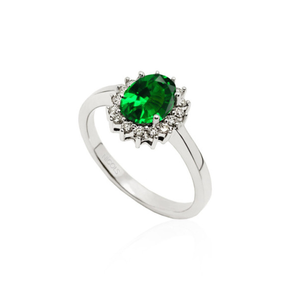Anillo Compromiso Esmeralda Dalia 0.95 - Bagues d'émeraude