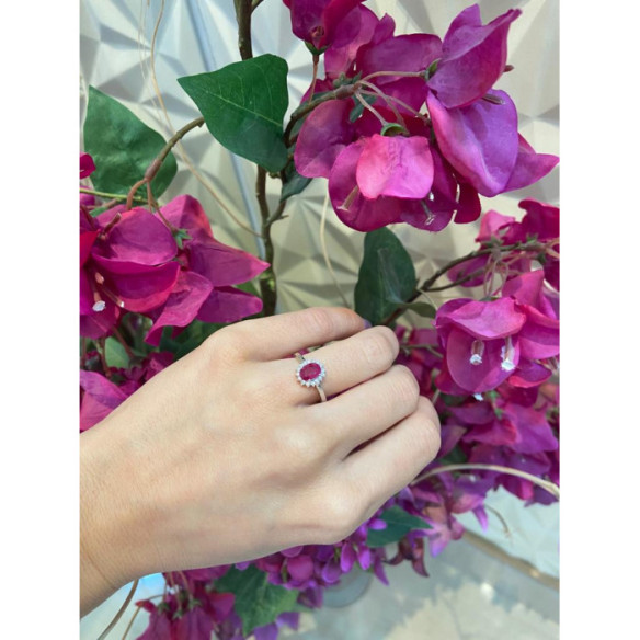 Anillo Compromiso Rubi Dalia 0.95 - Anillos de Rubí