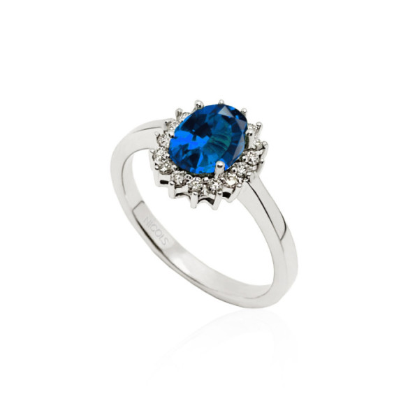 Anillo Compromiso Zafiro Dalia 0.95 - LES ANNEAUX