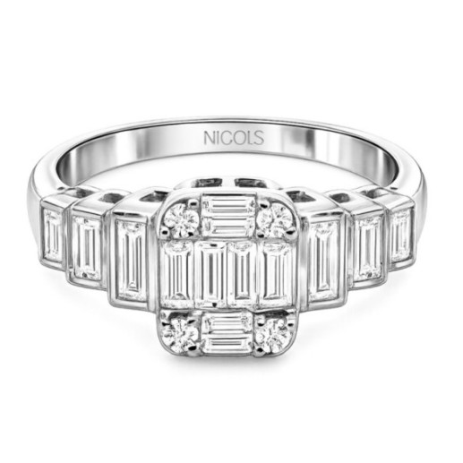 Anillo Diamantes 0.90 Minerva Oro Blanco - Talla Baguette