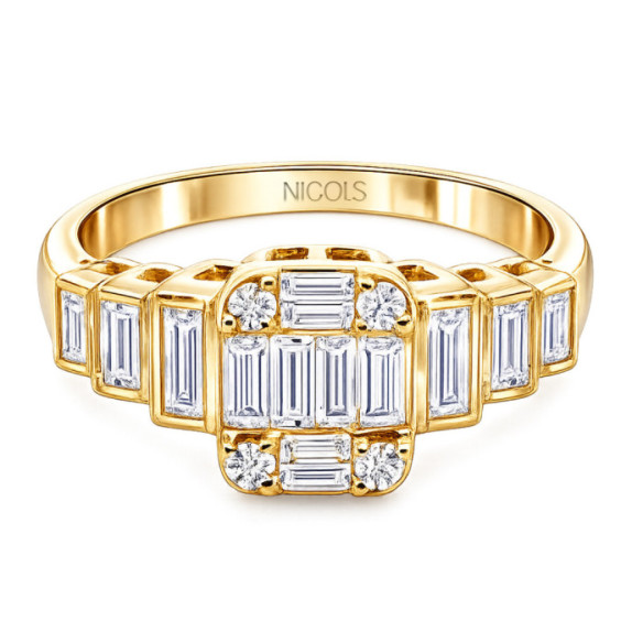 Anillo Diamantes 0.90 Minerva Oro Amarillo - Talla Baguette