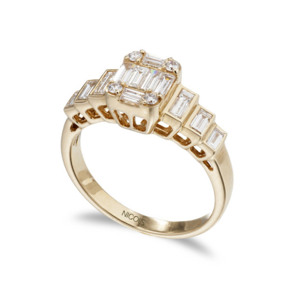 Diamond Ring 0.90 Minerva Yellow Gold - Carving baguette