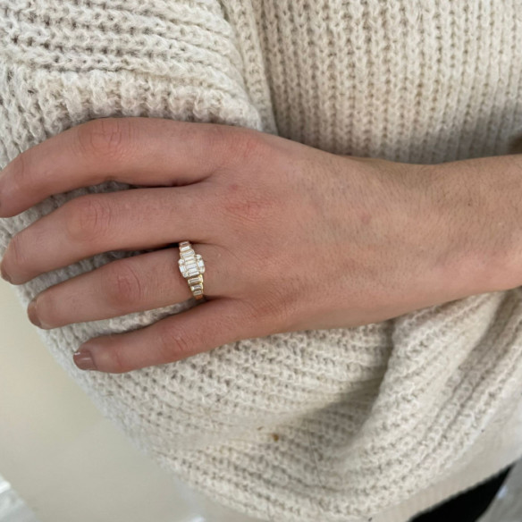 Anillo Diamantes 0.90 Minerva Oro Rosa - Sculpture baguette