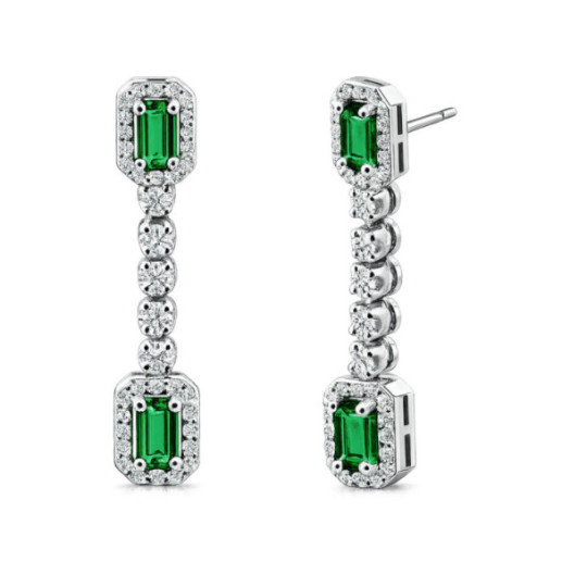 Sunset Emerald and Diamond Earrings - Emerald Earrings