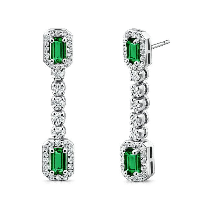 Sunset Emerald and Diamond Earrings - Emerald Earrings