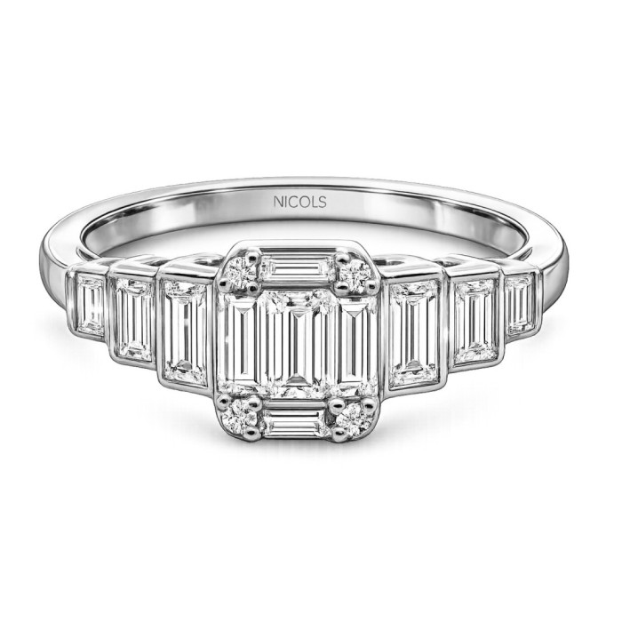 Anillo Diamantes Minerva 0.65Ct Oro Blanco - Talla Baguette