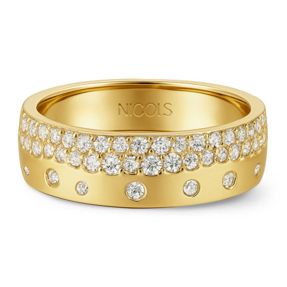 Anillo Diamantes Oro Amarillo Matte Firmamento Pastilla Square - aktuelle designs