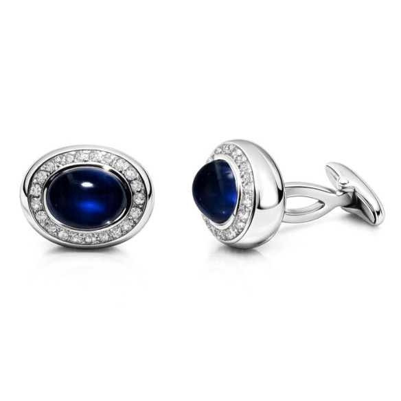 Gemelos Diamantes y Zafiros Oro Blanco Cabuson - Gemelos de Boda