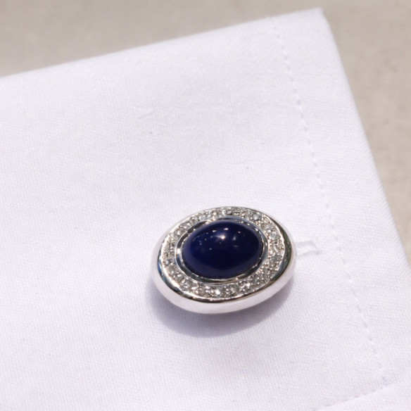 Gemelos Diamantes y Zafiros Oro Blanco Cabuson - Gemelos de Boda
