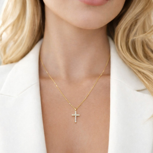 Cruz diamantes Catholic Sign oro amarillo - Attraversa 2