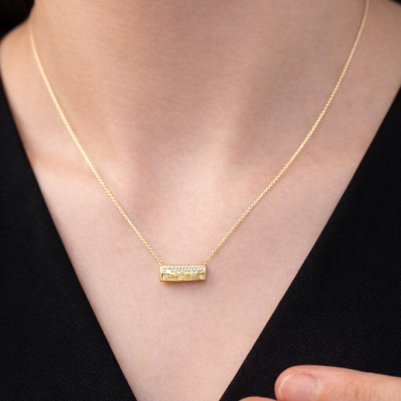 Collar Diamantes Oro Amarillo Firmamento Pastilla Square - Collane di diamante