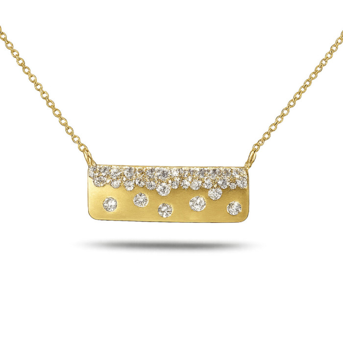 Collar Diamantes Oro Amarillo Mate Firmamento Pastilla Square - Novedades