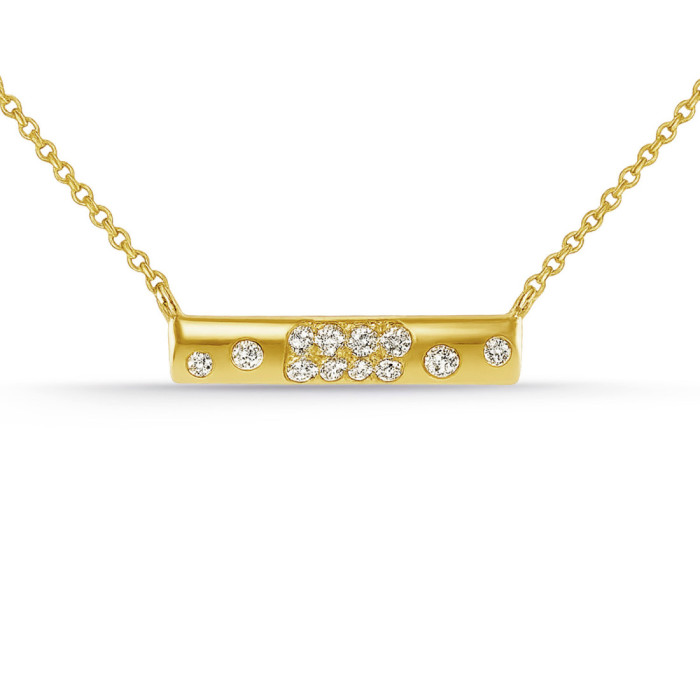 Collar Diamantes Oro Amarillo Firmamento Pastilla Square - Collares de Diamantes