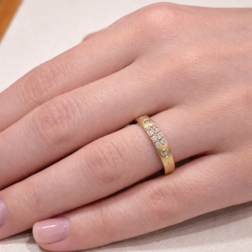 Anillo Oro Amarillo Matte Firmamento Pastilla Square - diseños actuales 2