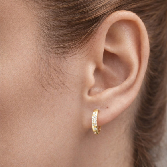 Firmamento Pastilla Square Matte Diamond Earrings in Yellow Gold - Short