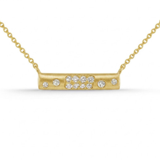 Firmamento Pastilla Square Matte Diamond Necklace in Yellow Gold - Diamond Necklaces
