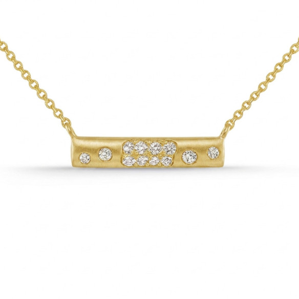 Firmamento Pastilla Square Matte Diamond Necklace in Yellow Gold - Diamond Necklaces