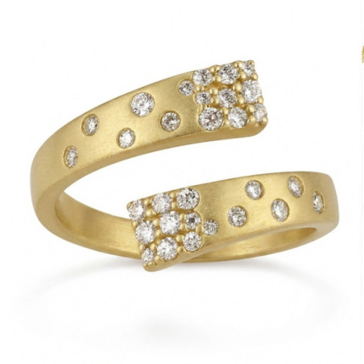 Anillo Diamantes Oro Amarillo Mate Firmamento Pastilla Square Tu y Yo - diseños actuales
