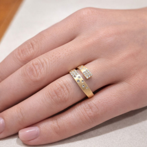 Anillo Diamantes Oro Amarillo Mate Firmamento Pastilla Square Tu y Yo - projetos de corrente 2