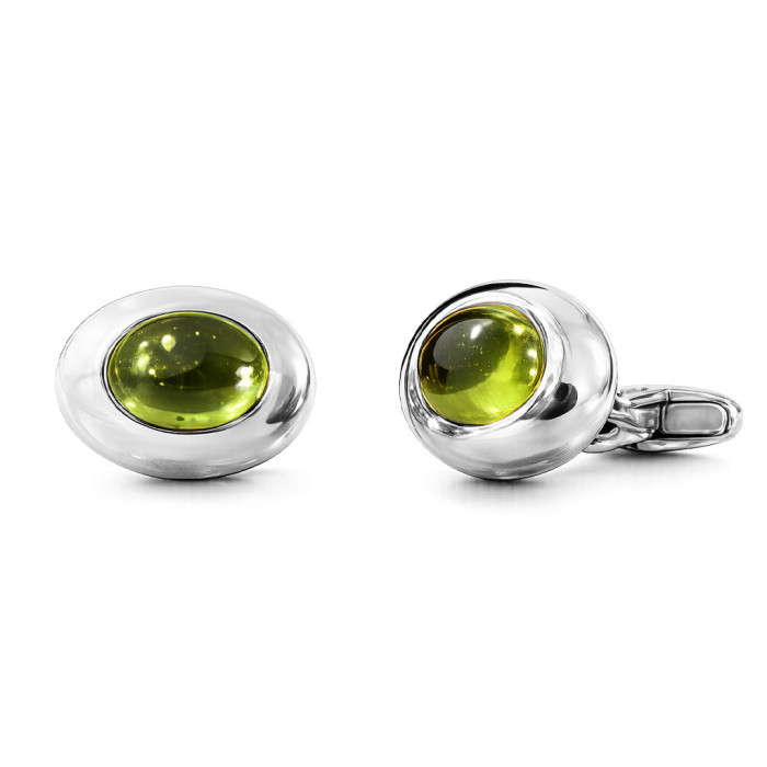 Gemelos Peridoto Oval Oro Blanco Cabuson - Gemelos de Boda